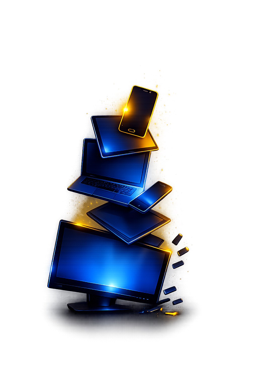 Stacked devices — screens stack, attention scatters